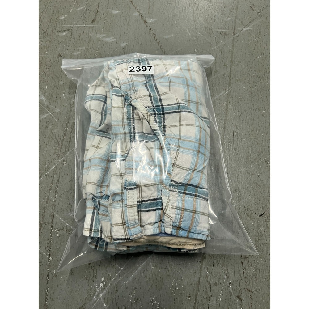 American‎ Eagle Outfitters Shorts Mens 36 White Blue Plaid Cargo Pockets Summer - Picture 7 of 7
